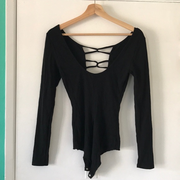 LF Emma and sam black lace up bodysuit - Picture 2 of 7